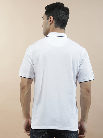 Men's White Regular Fit Solid Half Sleeve Casual T-Shirt