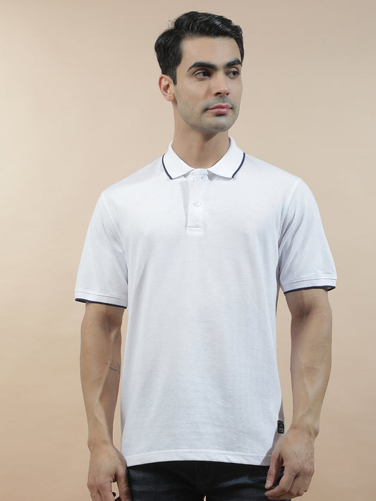 Men's White Regular Fit Solid Half Sleeve Casual T-Shirt