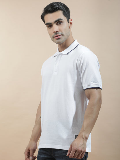 Men's White Regular Fit Solid Half Sleeve Casual T-Shirt