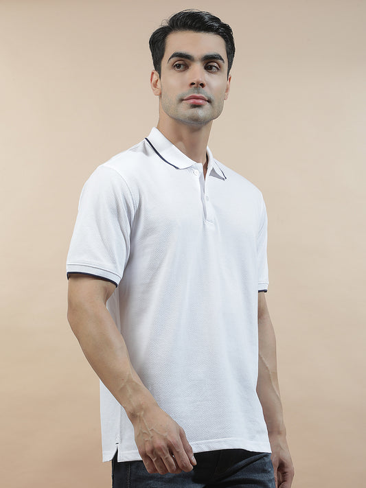 Men's White Regular Fit Solid Half Sleeve Casual T-Shirt