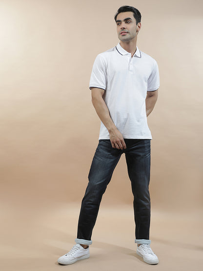 Men's White Regular Fit Solid Half Sleeve Casual T-Shirt