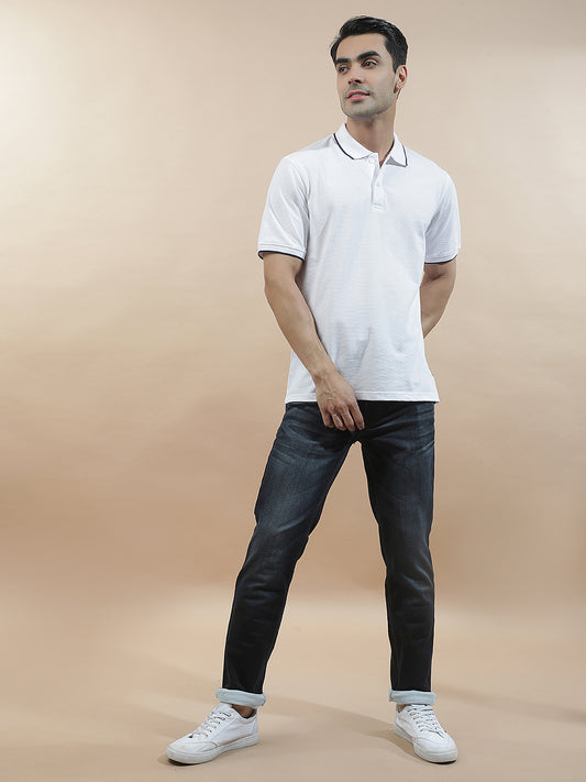 Men's White Regular Fit Solid Half Sleeve Casual T-Shirt