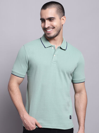 Cantabil Men Light Green Casual T-Shirt (7143089307787)