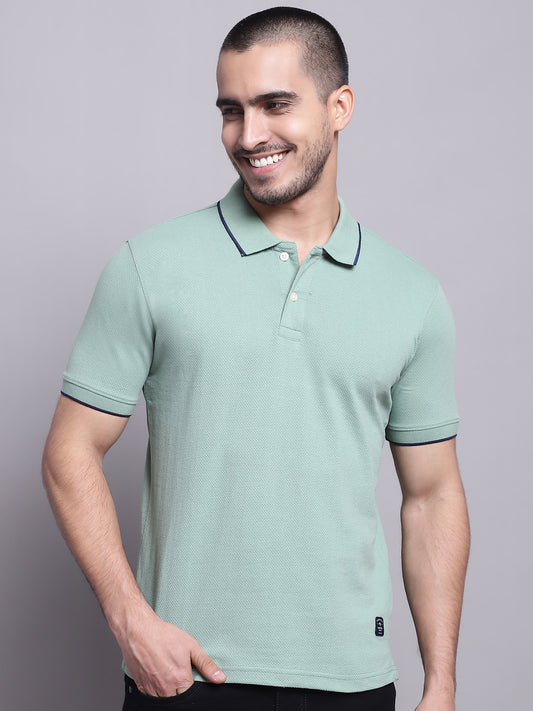 Cantabil Men Light Green Casual T-Shirt (7143089307787)