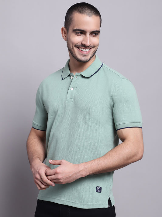 Cantabil Men Light Green Casual T-Shirt (7143089307787)