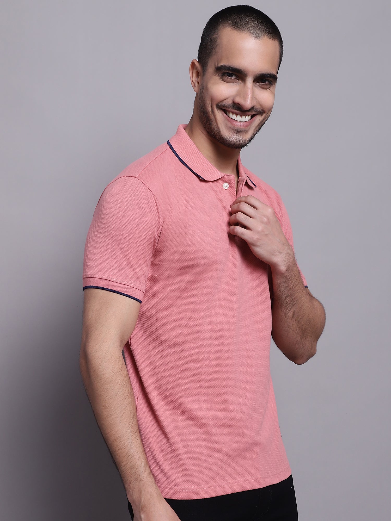 Cantabil Men Pink Casual T-Shirt (7143095500939)