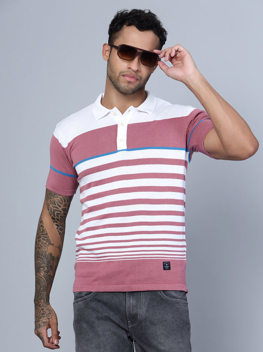 Cantabil Men Polo Neck White T-Shirt (7134718820491)