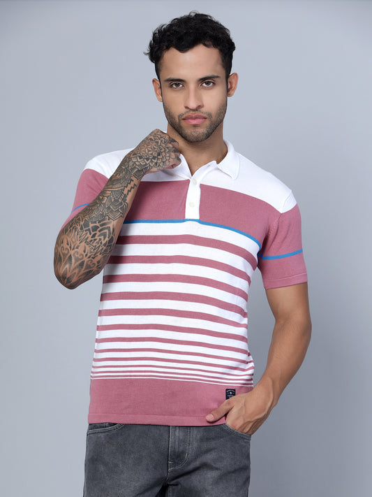 Cantabil Men Polo Neck White T-Shirt (7134718820491)