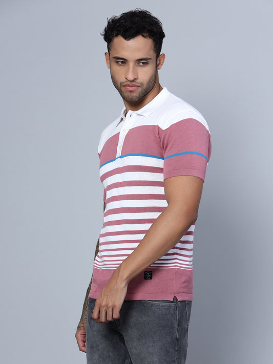 Cantabil Men Polo Neck White T-Shirt (7134718820491)
