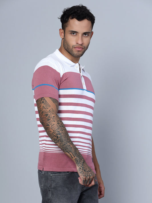 Cantabil Men Polo Neck White T-Shirt (7134718820491)