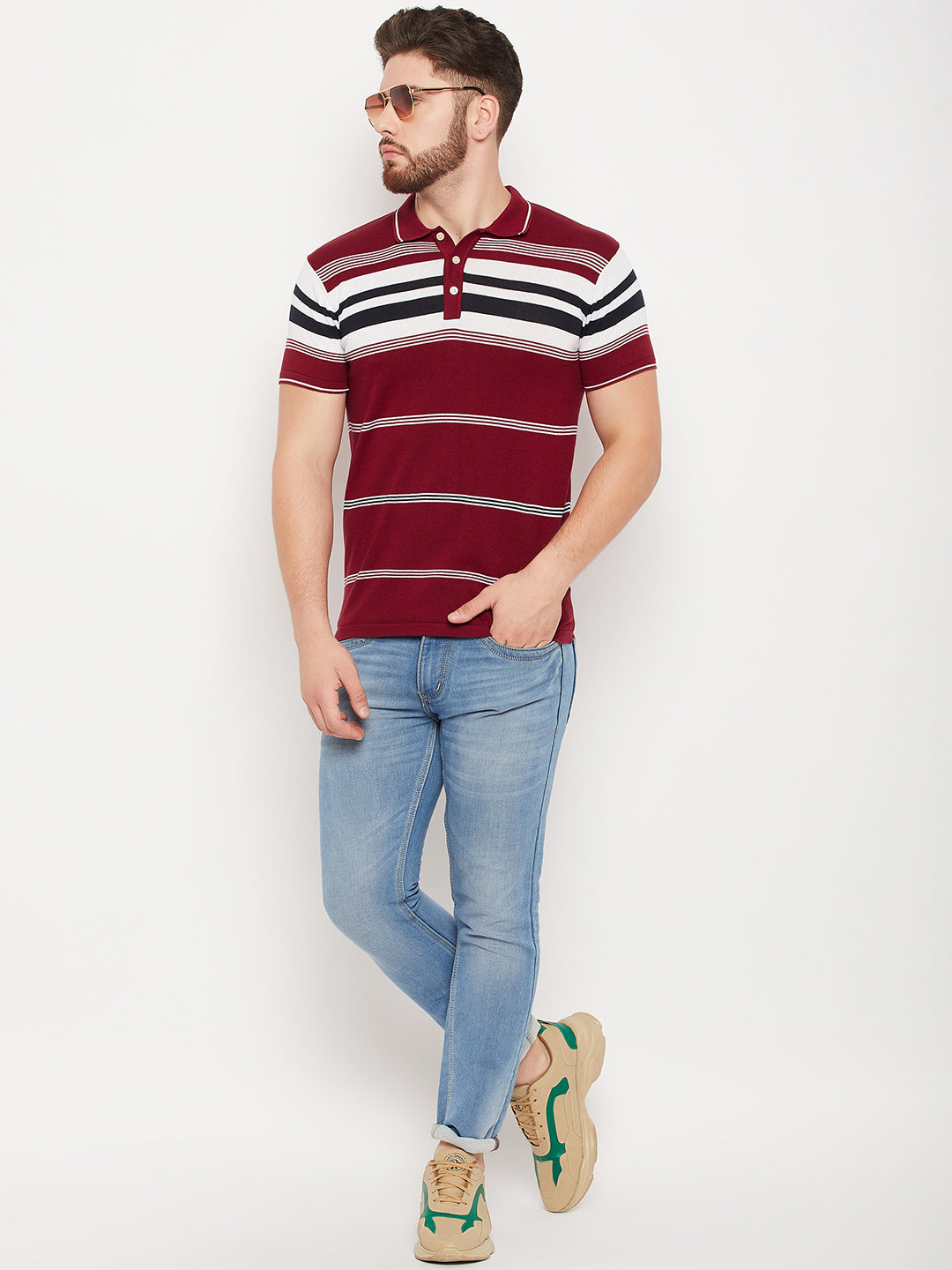 Cantabil Men Maroon Polo T-Shirt (7134709743755)