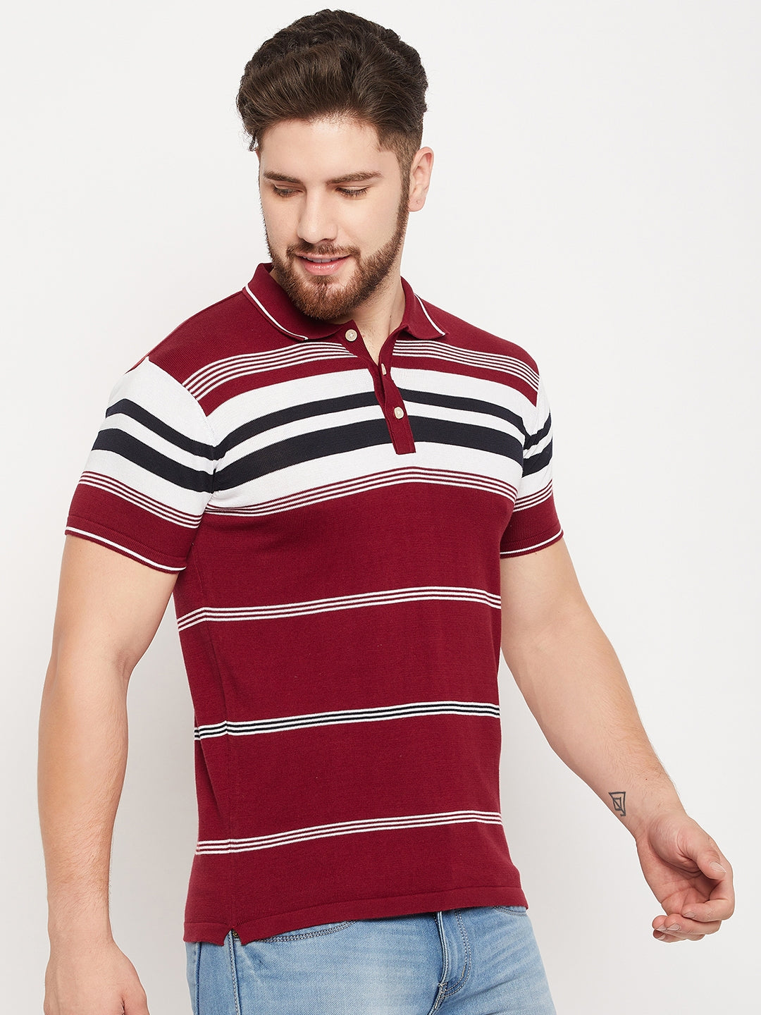 Cantabil Men Maroon Polo T-Shirt (7134709743755)