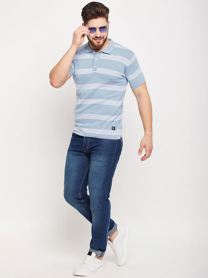 Cantabil Men Sky Blue Polo T-Shirt (7134716067979)