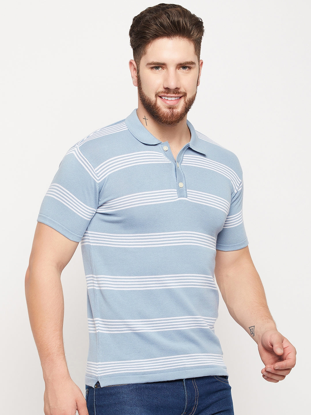 Cantabil Men Sky Blue Polo T-Shirt (7134716067979)