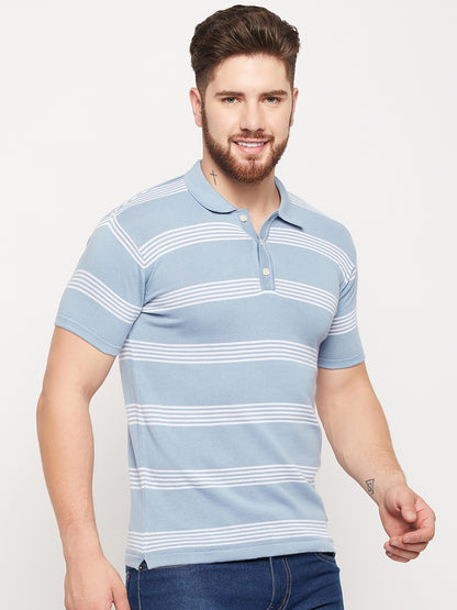 Cantabil Men Sky Blue Polo T-Shirt (7134716067979)