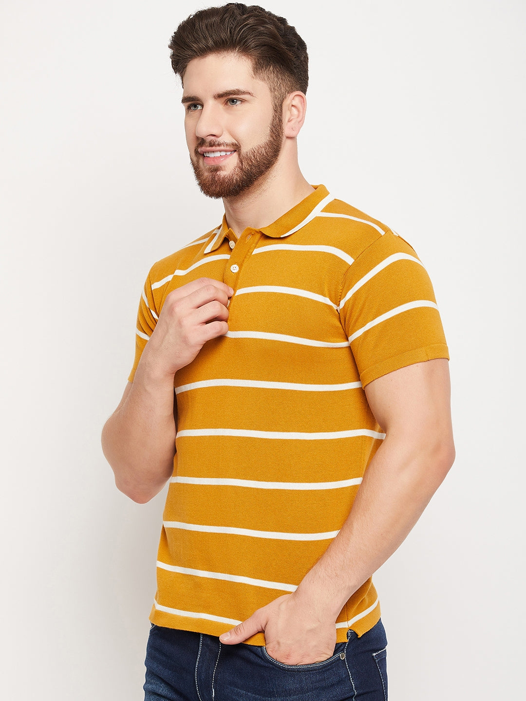 Cantabil Men Mustard T-Shirt (7134719213707)