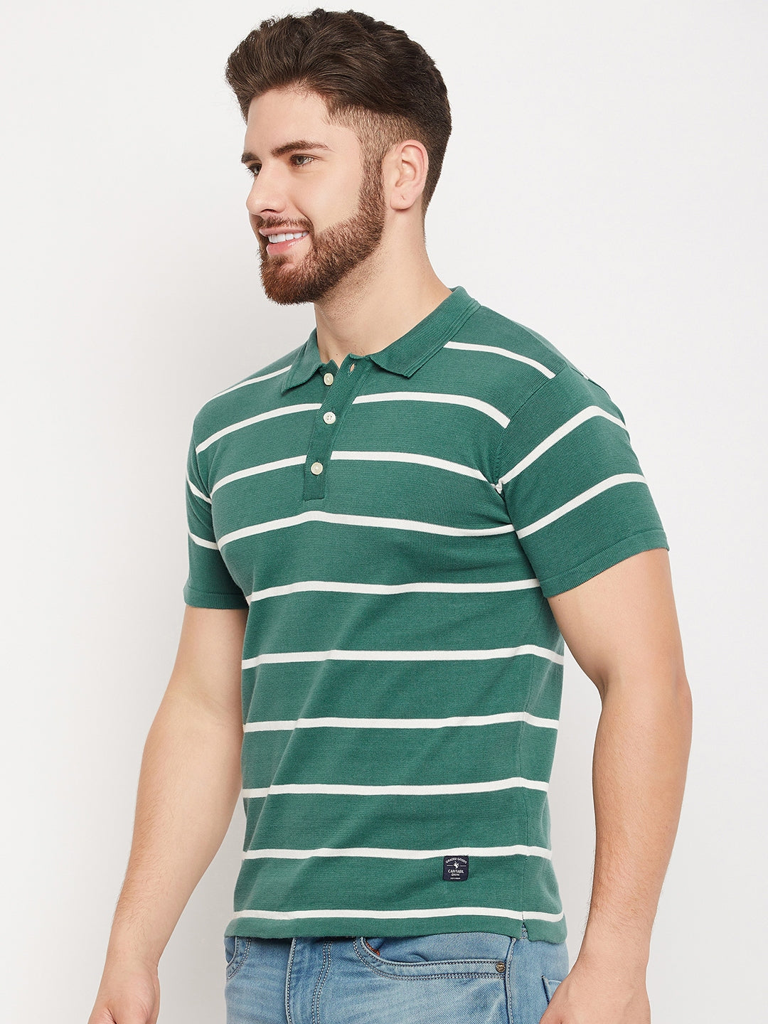 Cantabil Men Teal Polo T-Shirt (7134732091531)