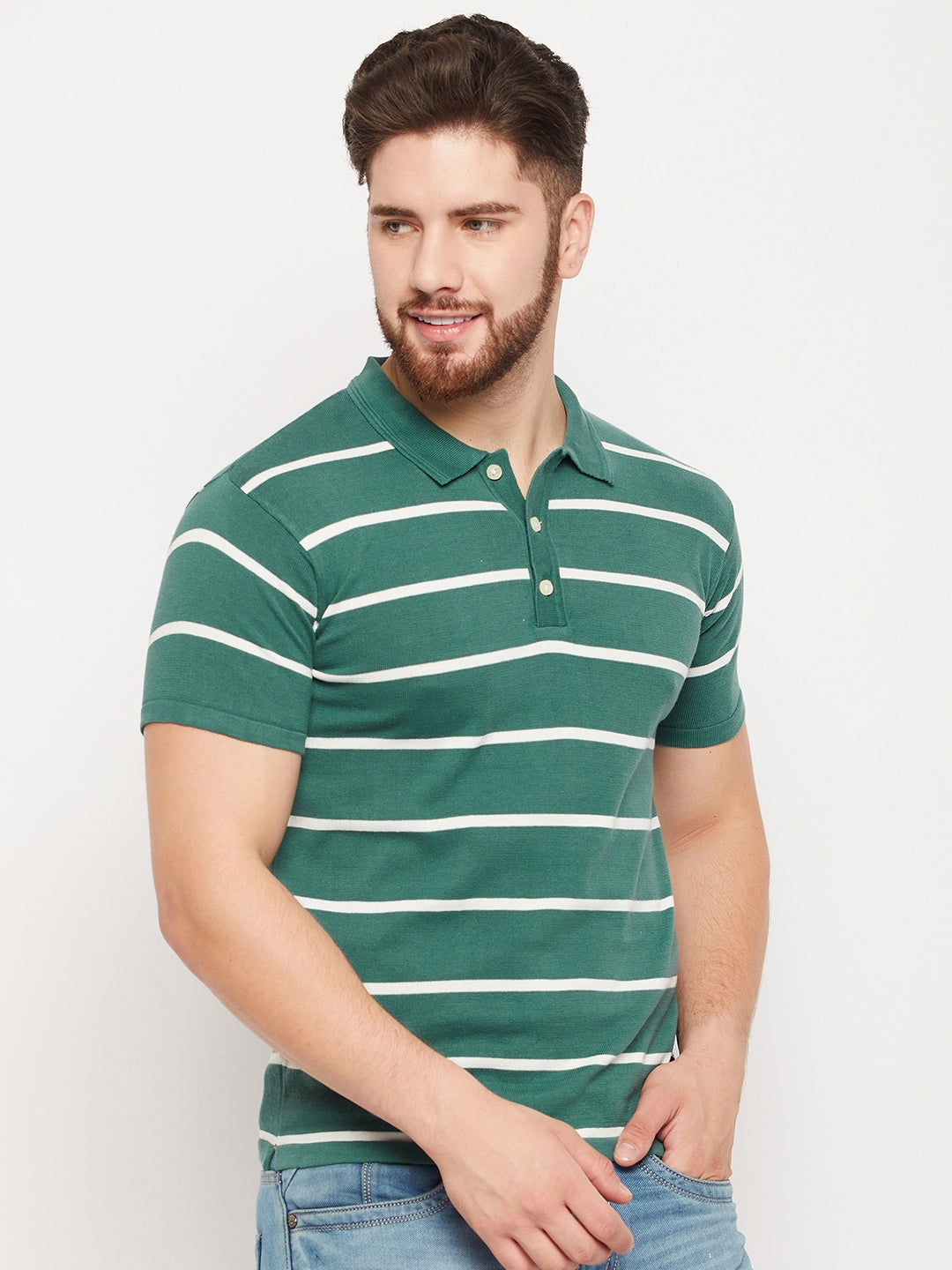 Cantabil Men Teal Polo T-Shirt (7134732091531)