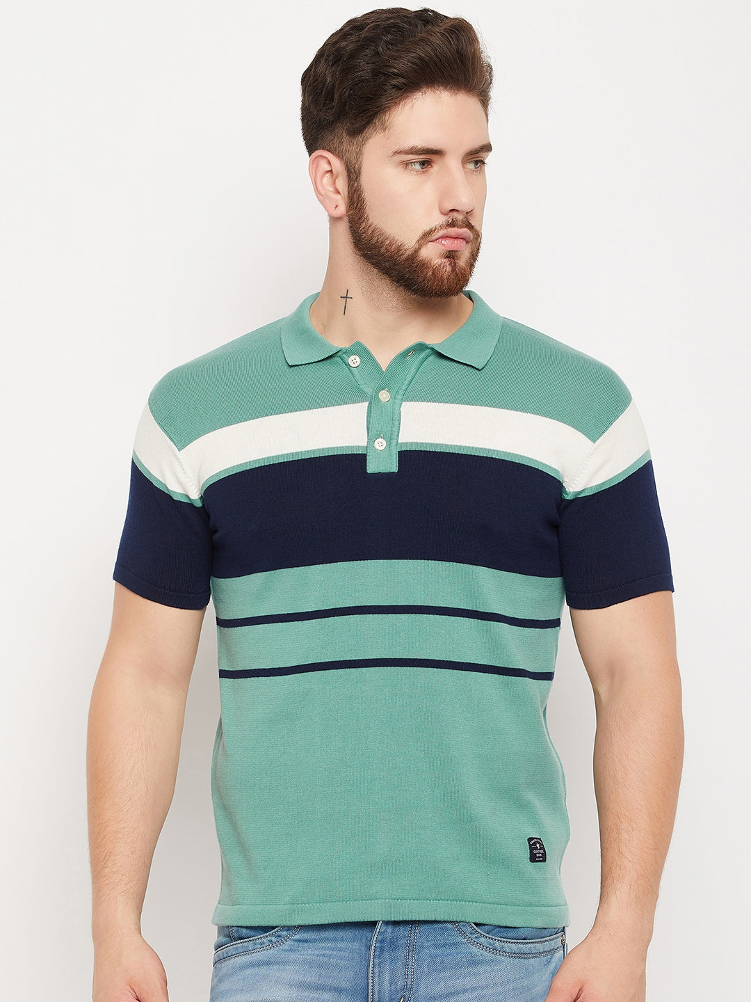 Cantabil Men Teal Polo T-Shirt (7134733369483)