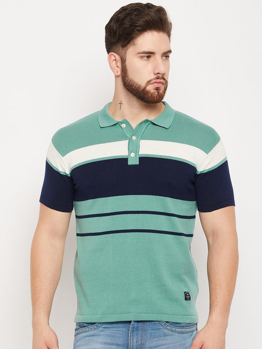 Cantabil Men Teal Polo T-Shirt (7134733369483)