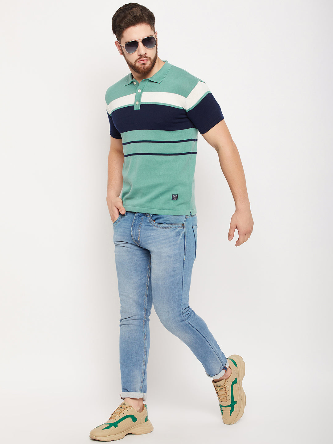 Cantabil Men Teal Polo T-Shirt (7134733369483)
