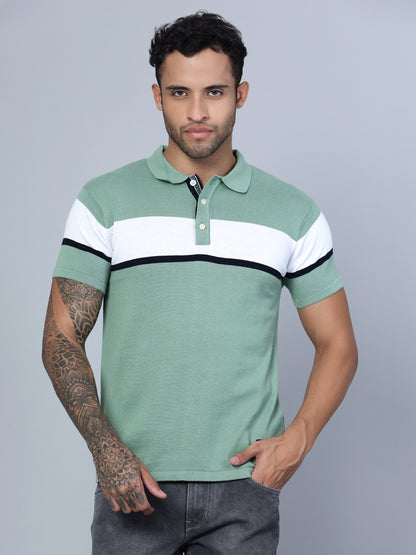 Cantabil Men Polo Neck Light Green T-Shirt (7134731206795)