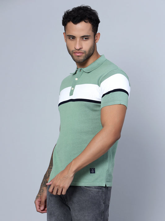 Cantabil Men Polo Neck Light Green T-Shirt (7134731206795)