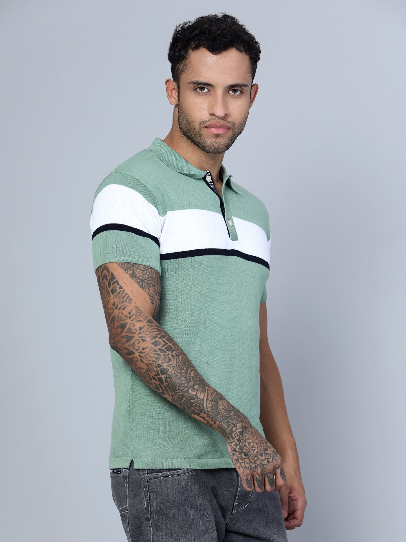 Cantabil Men Polo Neck Light Green T-Shirt (7134731206795)