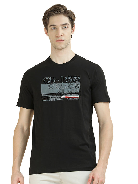 T-Shirt for Men | Breathable & Soft with Color Fastness Regular Fit Round Neck Poly Cotton Fabric Printed Pattern
