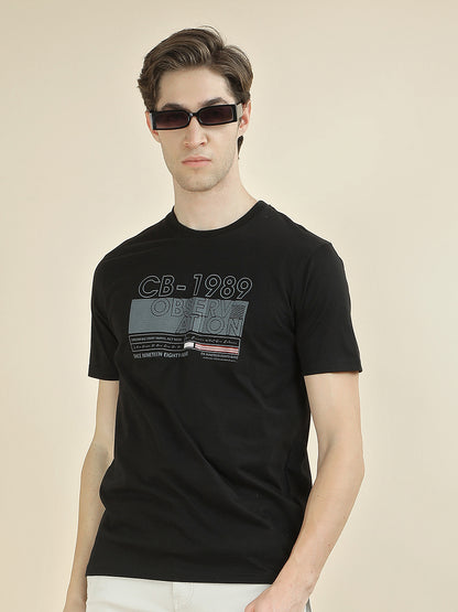 T-Shirt for Men | Breathable & Soft with Color Fastness Regular Fit Round Neck Poly Cotton Fabric Printed Pattern