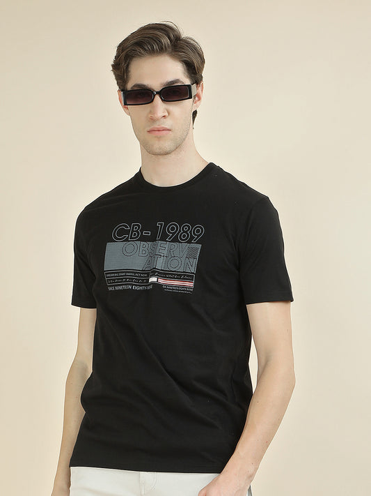T-Shirt for Men | Breathable & Soft with Color Fastness Regular Fit Round Neck Poly Cotton Fabric Printed Pattern