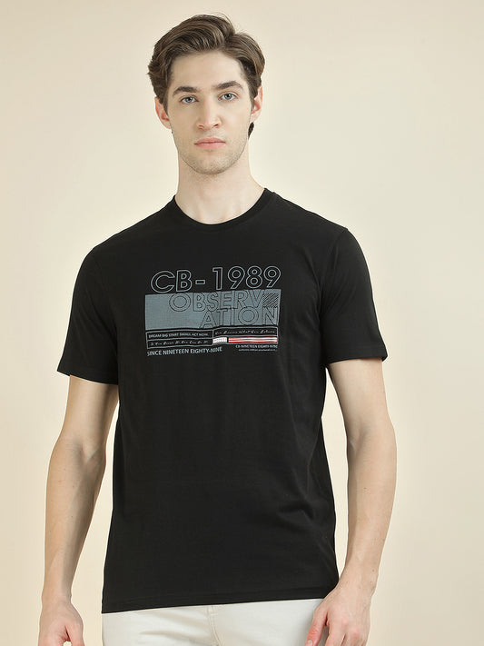 T-Shirt for Men | Breathable & Soft with Color Fastness Regular Fit Round Neck Poly Cotton Fabric Printed Pattern