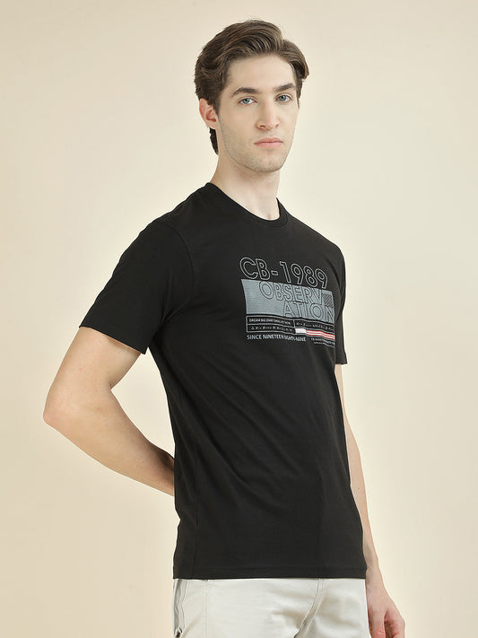 T-Shirt for Men | Breathable & Soft with Color Fastness Regular Fit Round Neck Poly Cotton Fabric Printed Pattern