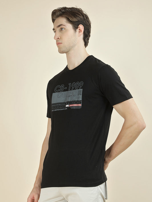 T-Shirt for Men | Breathable & Soft with Color Fastness Regular Fit Round Neck Poly Cotton Fabric Printed Pattern
