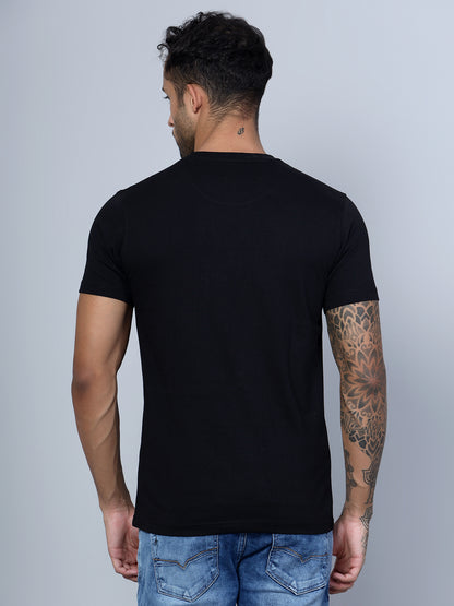 Cantabil Men Round Neck Black T-Shirt (7134732484747)