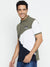 Cantabil Men Olive Color Block Half Sleeves Spread Collar Casual T-Shirt