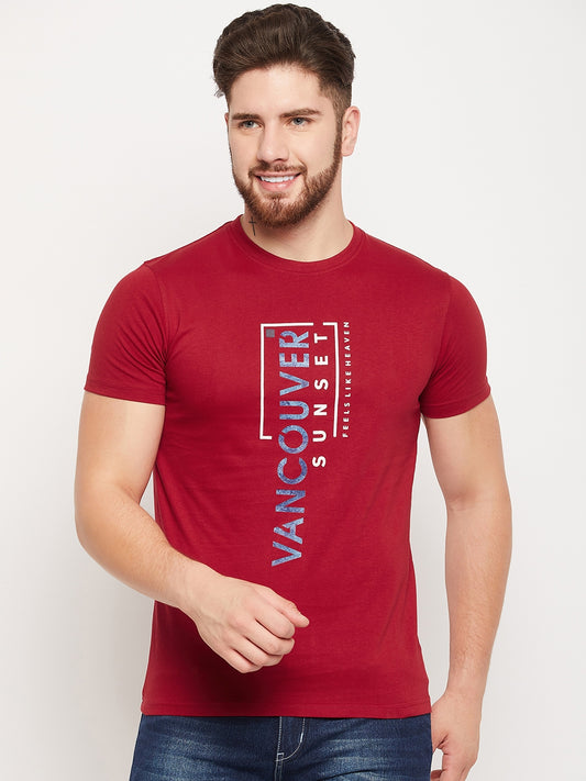 Cantabil Men Maroon T-Shirt (7135106891915)