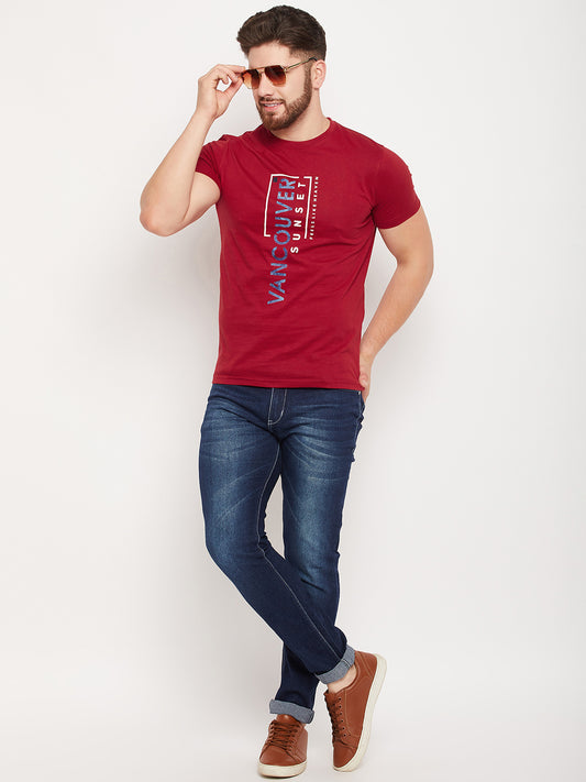 Cantabil Men Maroon T-Shirt (7135106891915)