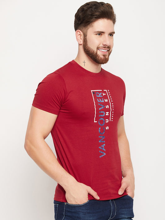 Cantabil Men Maroon T-Shirt (7135106891915)