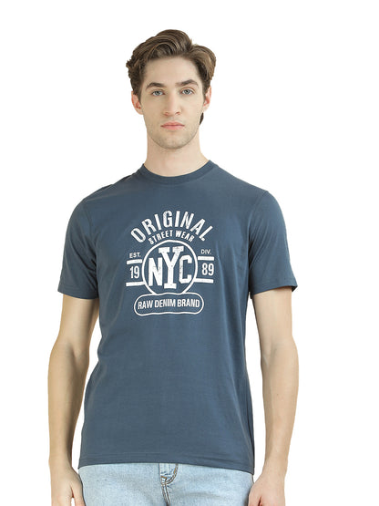 T-Shirt for Men | Breathable & Soft with Color Fastness Regular Fit Round Neck Poly Cotton Fabric Printed Pattern