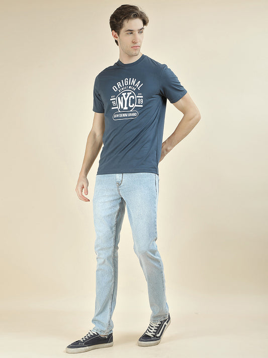 T-Shirt for Men | Breathable & Soft with Color Fastness Regular Fit Round Neck Poly Cotton Fabric Printed Pattern