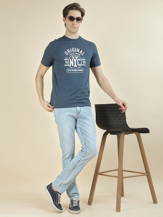 T-Shirt for Men | Breathable & Soft with Color Fastness Regular Fit Round Neck Poly Cotton Fabric Printed Pattern