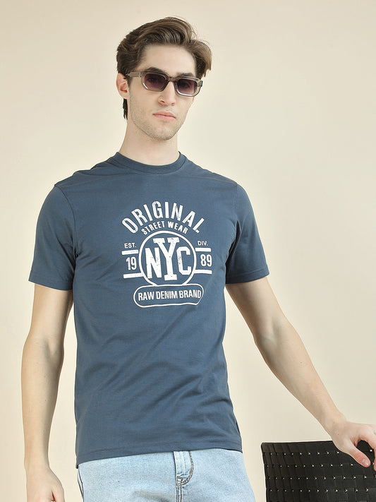T-Shirt for Men | Breathable & Soft with Color Fastness Regular Fit Round Neck Poly Cotton Fabric Printed Pattern