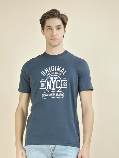 T-Shirt for Men | Breathable & Soft with Color Fastness Regular Fit Round Neck Poly Cotton Fabric Printed Pattern