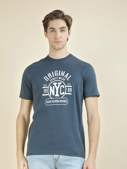 T-Shirt for Men | Breathable & Soft with Color Fastness Regular Fit Round Neck Poly Cotton Fabric Printed Pattern