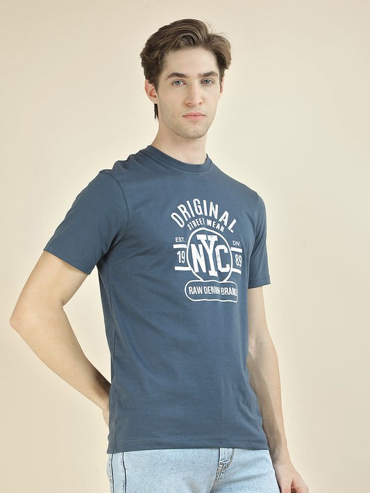 T-Shirt for Men | Breathable & Soft with Color Fastness Regular Fit Round Neck Poly Cotton Fabric Printed Pattern