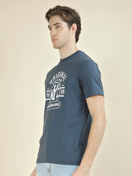 T-Shirt for Men | Breathable & Soft with Color Fastness Regular Fit Round Neck Poly Cotton Fabric Printed Pattern