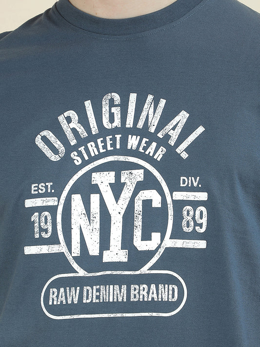 T-Shirt for Men | Breathable & Soft with Color Fastness Regular Fit Round Neck Poly Cotton Fabric Printed Pattern