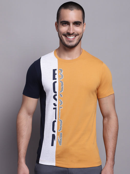 Cantabil Men Mustard Casual T-Shirt (7142875201675)