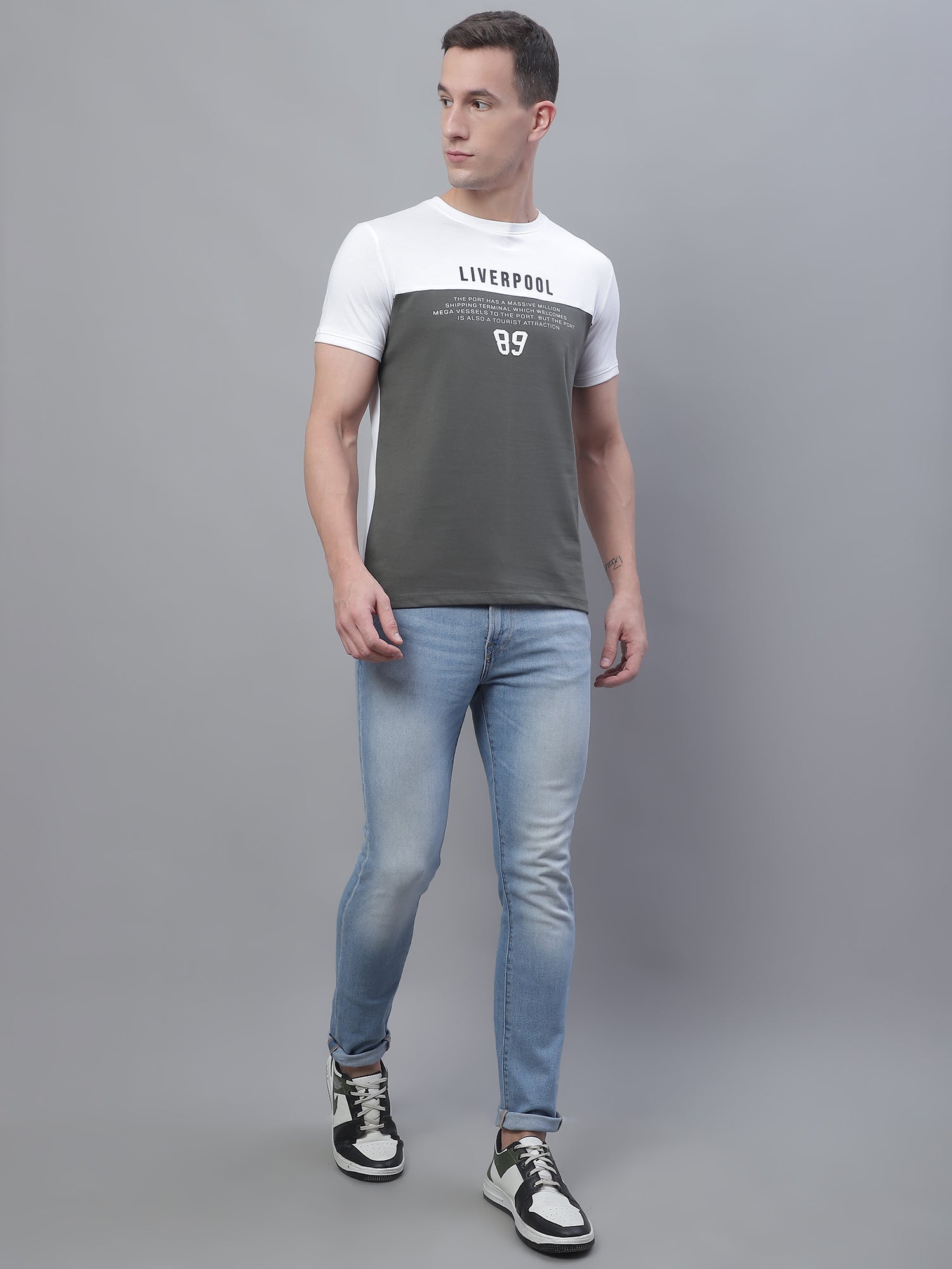 Cantabil Men White Round Neck T-Shirt (7136117948555)